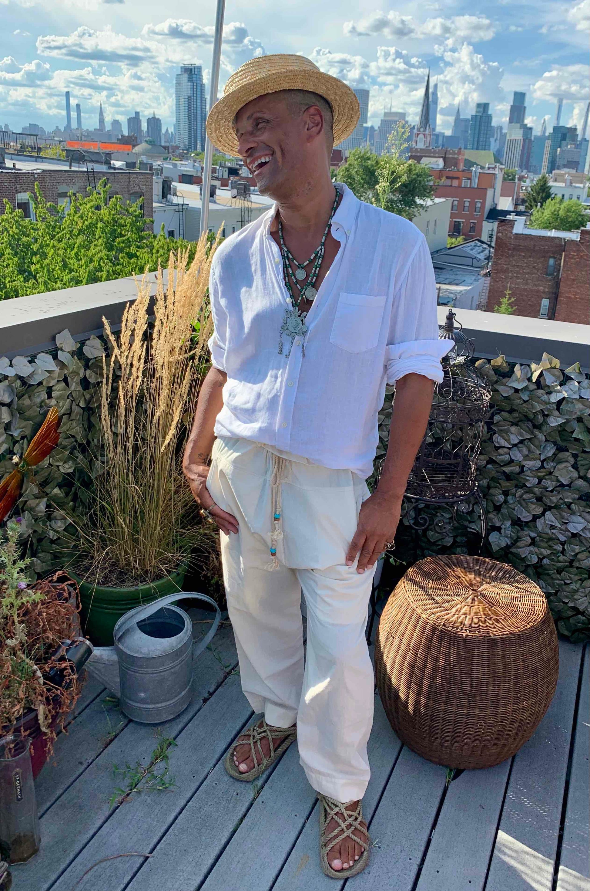 Kevin is 5'10" and is wearing Cream in size 2.