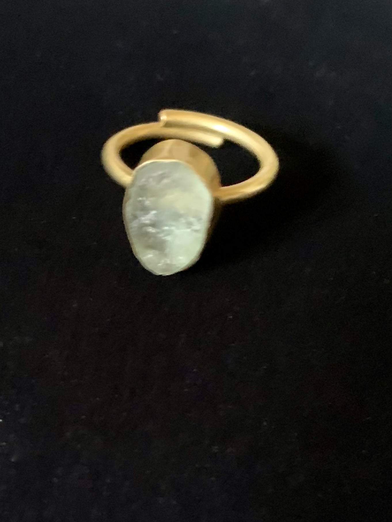 light green amethyst and brass ring