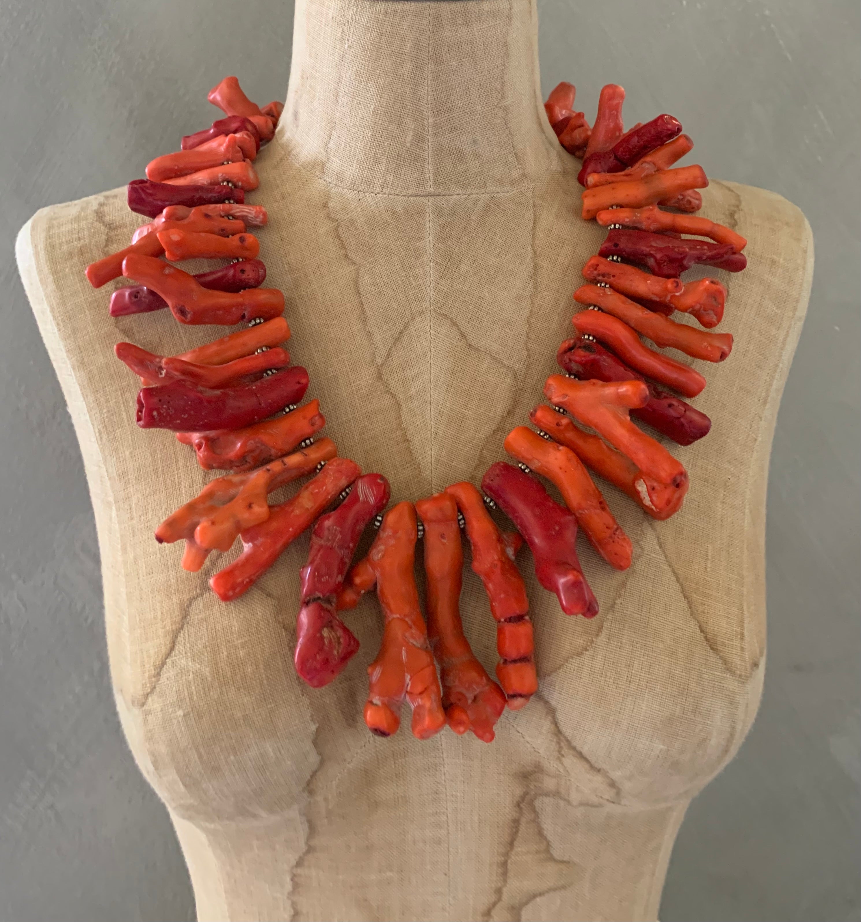 70-90mm Branch Natural Orange Coral Necklace for Women Long Necklace 18