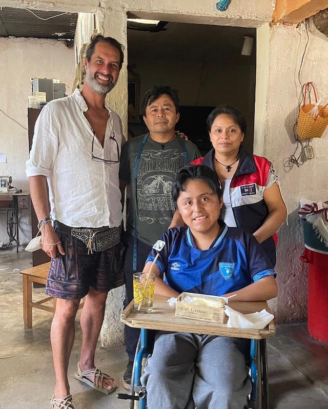 This is Robert with Francis, who is the inspiration for the mission of the brand, alongside his parents Franciso and Julieta who make the pants. 